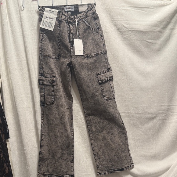 Disclosure Acid Wash Grey Wide-Leg Cargo Jeans NWT size 11/30 - Picture 7 of 7